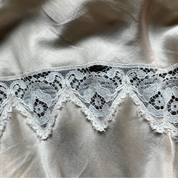 Vintage Silk Lace Slip Dress Nightgown Made in Spain Ivory Peach 42 Small Medium - Picture 8 of 16